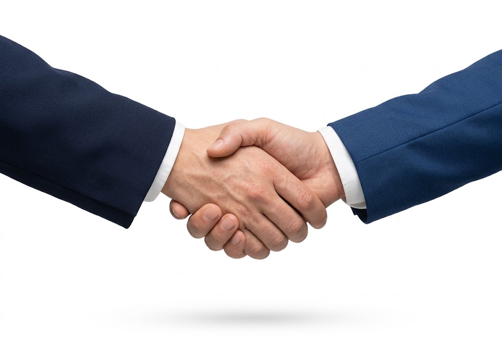 Two people shaking hands to confirm a temp becoming a permanent employee